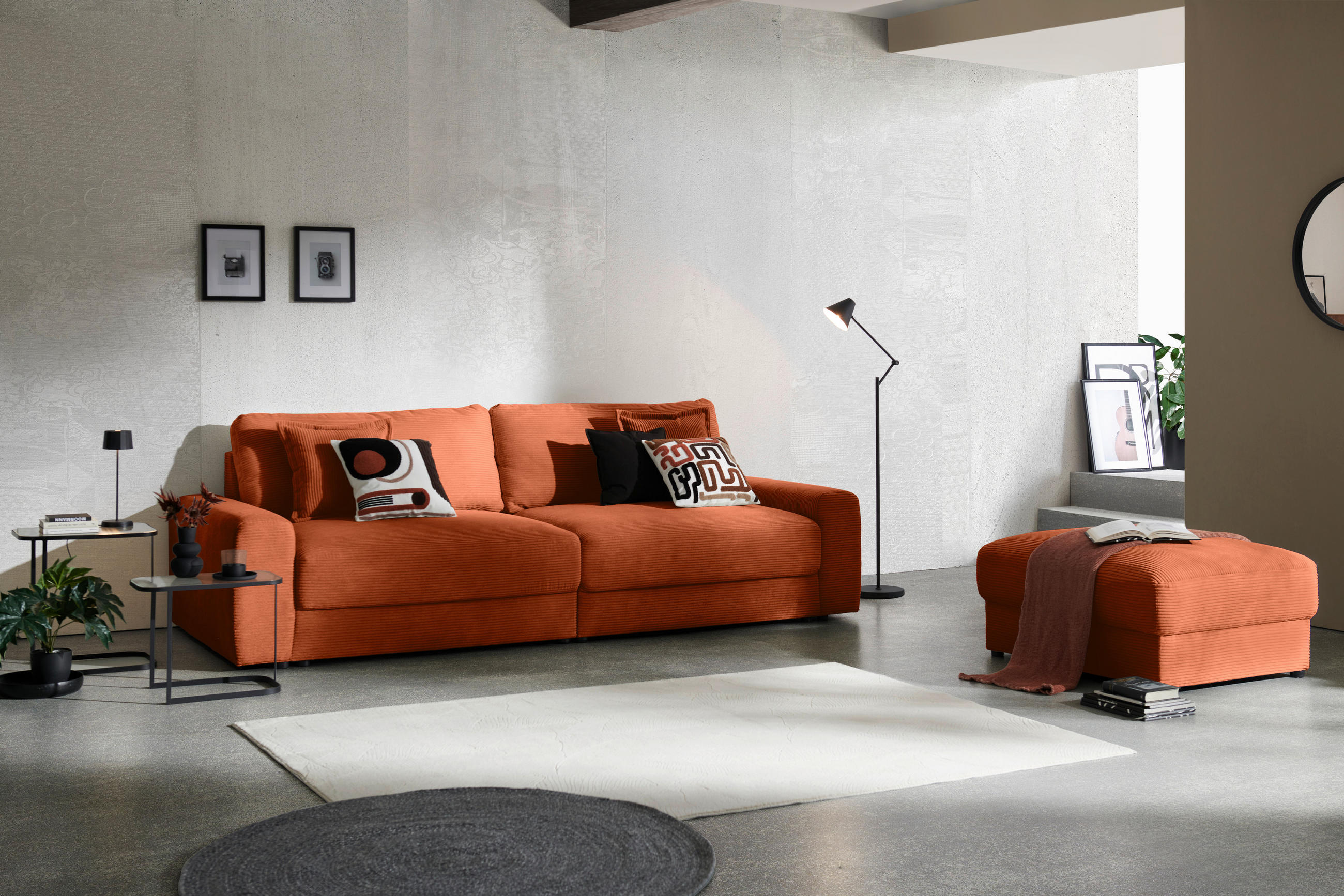 BIGSOFA Cord Terracotta  - Terracotta/Schwarz, MODERN, Kunststoff/Textil (278/93/112cm) - Carryhome