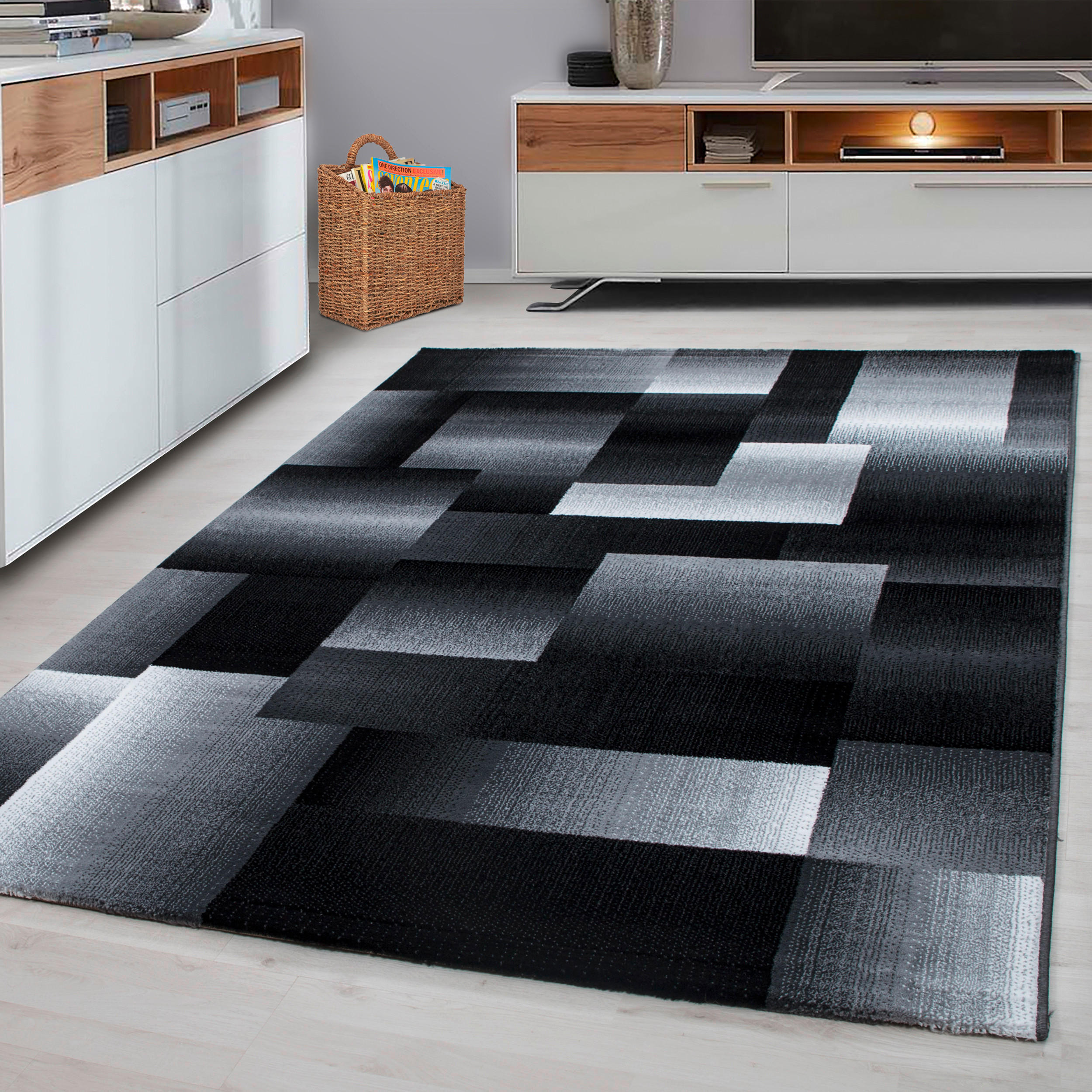 FLACHWEBETEPPICH 140/200 cm Miami Schwarz  - Schwarz, Design, Textil (140/200cm) - Novel