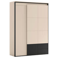 DREHTÜRENSCHRANK 3-türig Schwarz, Beige  - Beige/Schwarz, Design, Holzwerkstoff (140/200/55cm) - Voleo