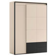 DREHTÜRENSCHRANK 3-türig Schwarz, Beige  - Beige/Schwarz, Design, Holzwerkstoff (140/200/55cm) - Voleo