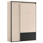 DREHTÜRENSCHRANK 3-türig Schwarz, Beige  - Beige/Schwarz, Design, Holzwerkstoff (140/200/55cm) - Voleo