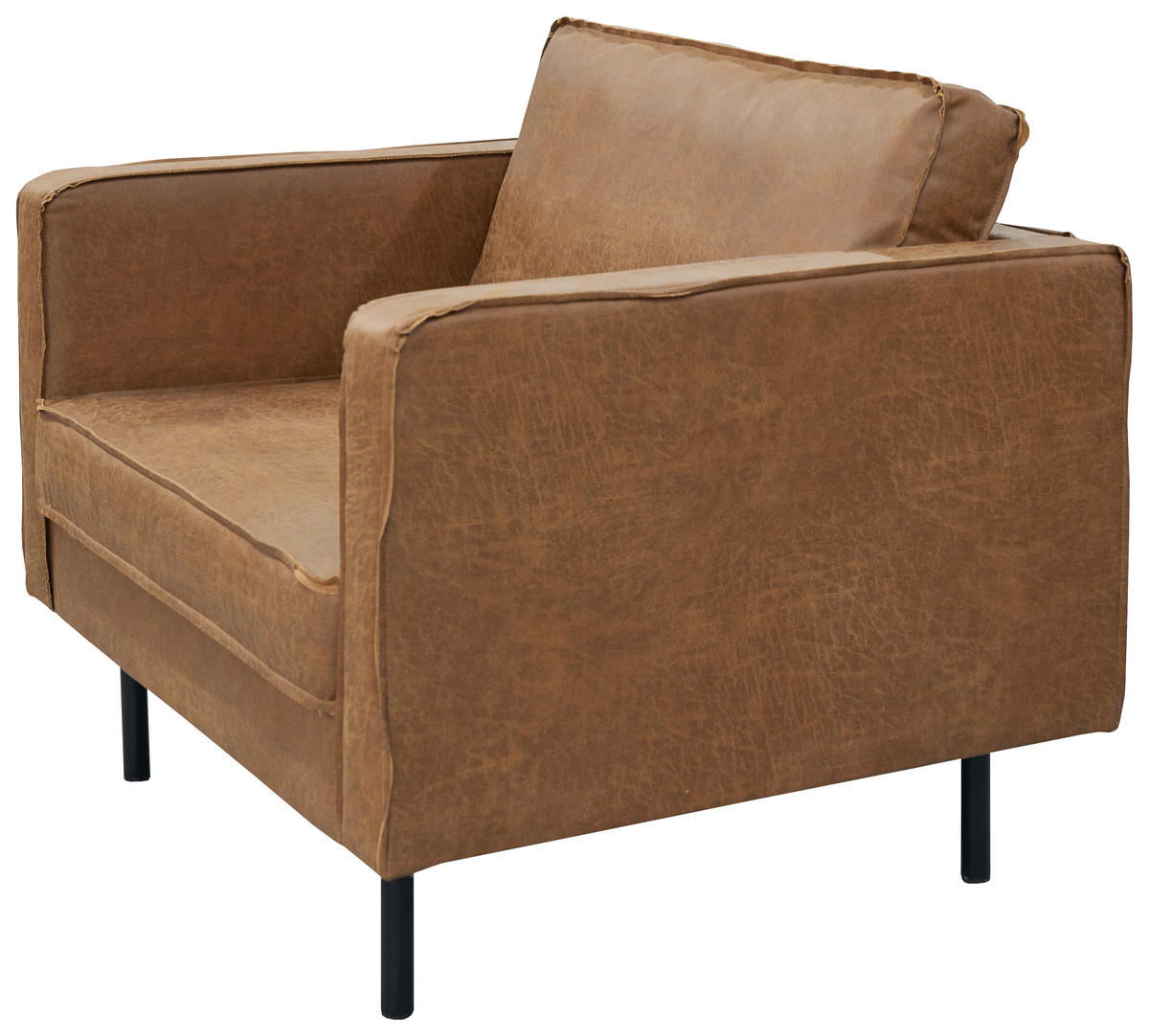 SESSEL in Lederlook Braun  - noir/marron, Design, cuir (105/84/90cm) - MID.YOU