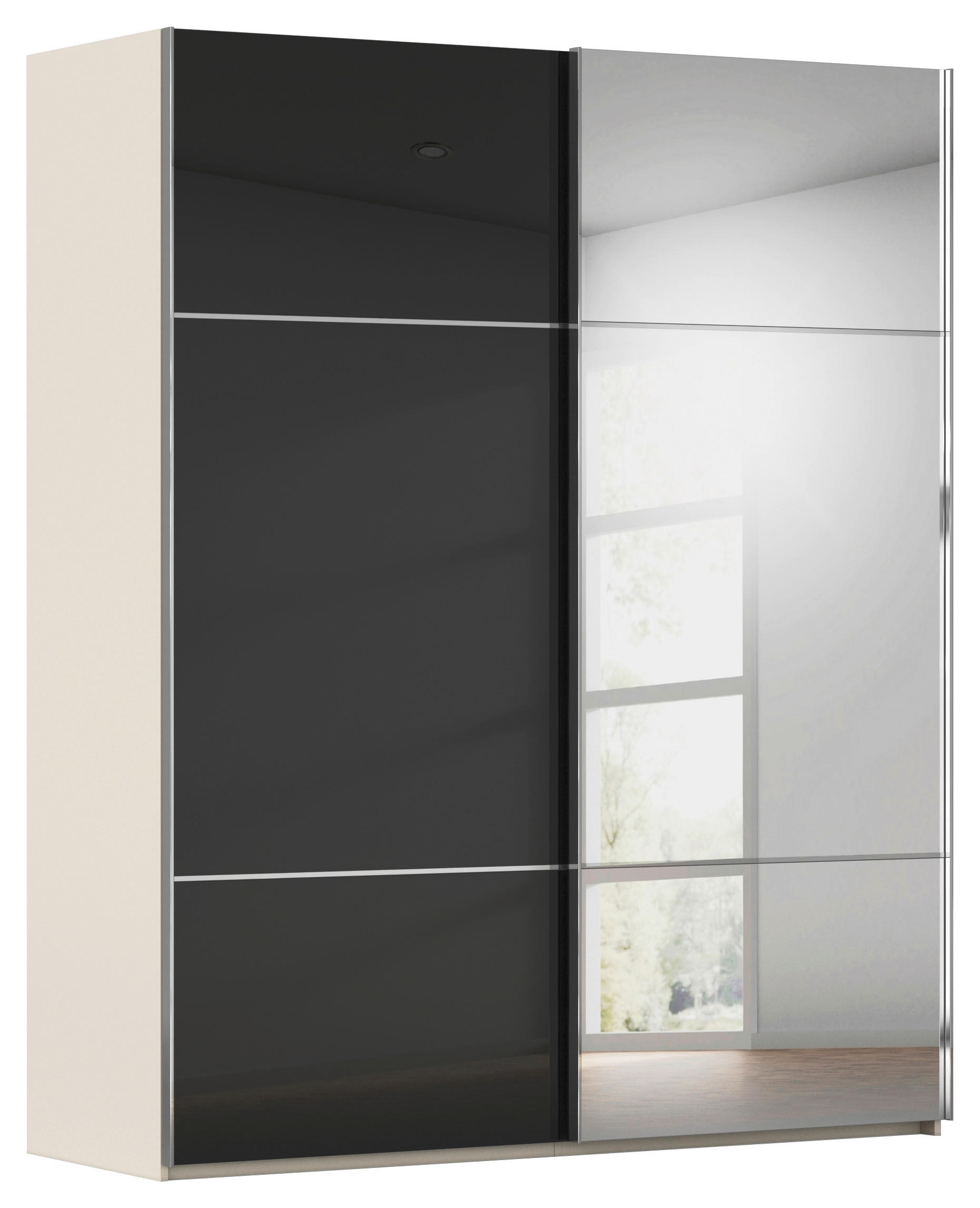 SCHWEBETÜRENSCHRANK in Schwarz, Champagner  - Chromfarben/Champagner, Konventionell, Glas/Holzwerkstoff (201/223/68cm) - Novel