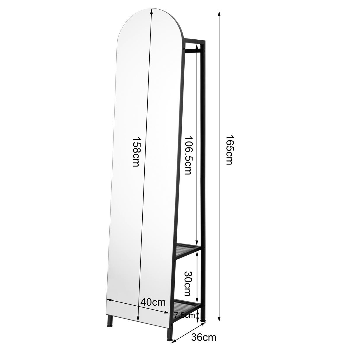 GARDEROBE  in 40/165/35 cm  - Schwarz, Design, Glas/Holzwerkstoff (40/165/35cm) - MID.YOU