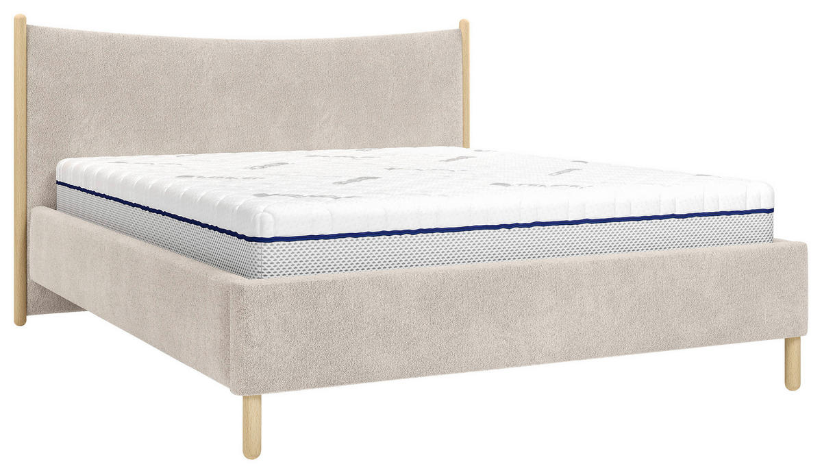 POLSTERBETT 180/200 cm,  in Beige, gepolstertes Kopfteil, Lattenrost, Bettkasten,  - Beige, MODERN, Holz/Holzwerkstoff (180/200cm) - MID.YOU