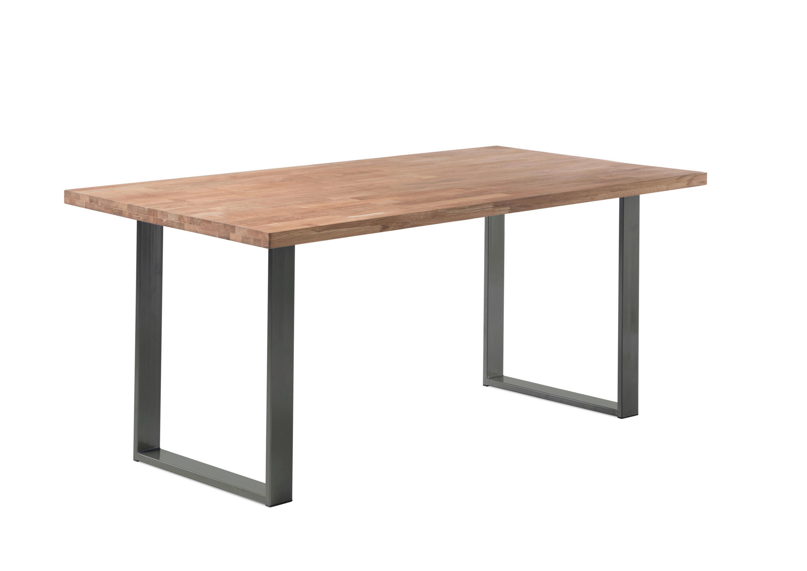 JEDILNA MIZA, masivno hrast hrast - hrast/antracit, Design, kovina/les (180/76/90cm) - Hom`in