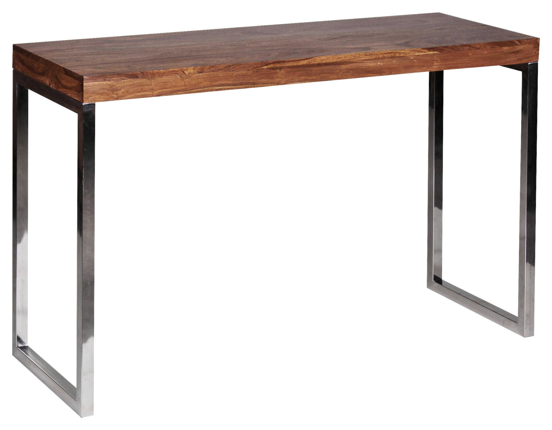 KONSOLENTISCH Sheesham massiv Sheeshamfarben  - Chromfarben/Sheeshamfarben, MODERN, Holz/Metall (120/45/76cm) - MID.YOU