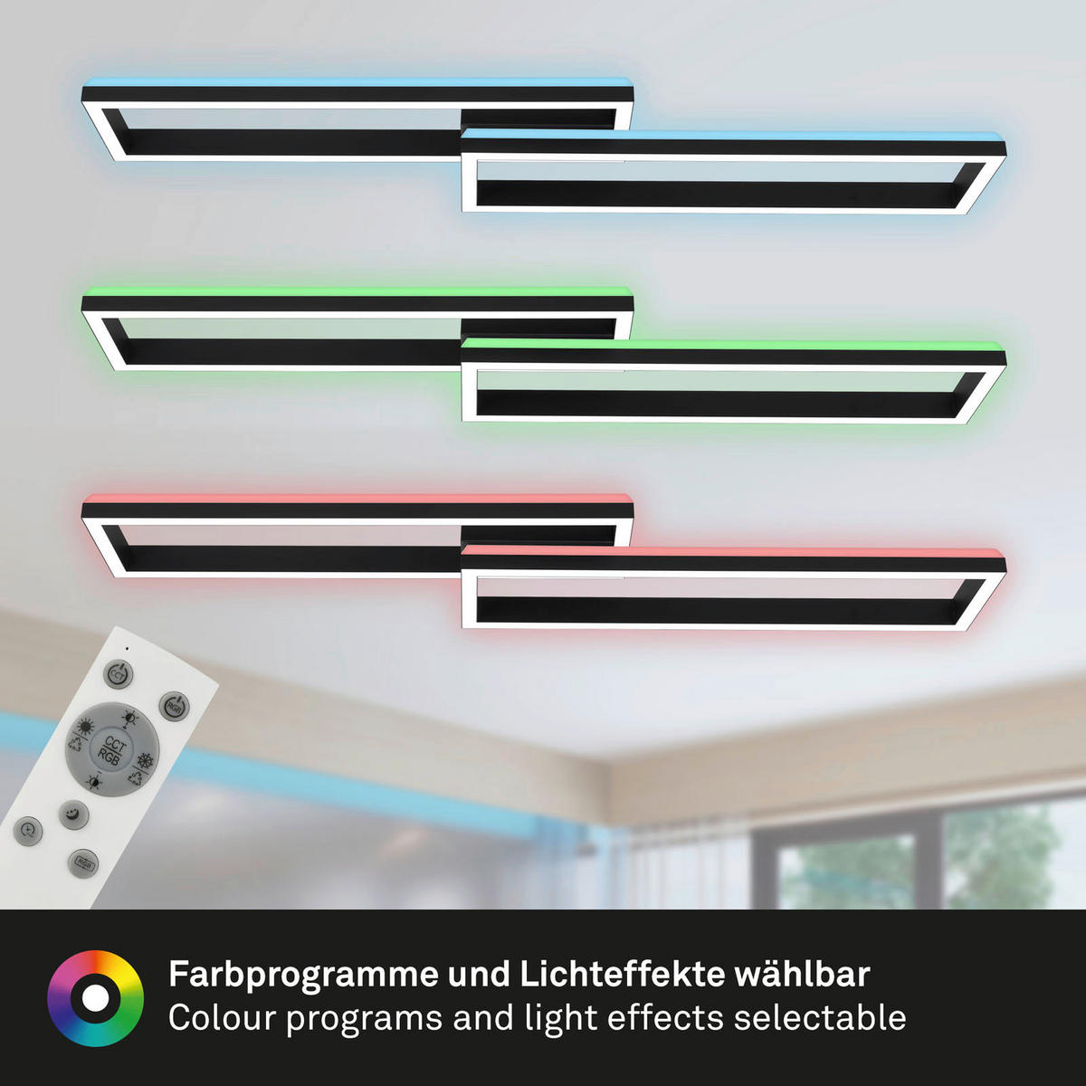 LED-DECKENLEUCHTE 119,5/27,5/10 cm   - Schwarz, Design, Kunststoff/Metall (119,5/27,5/10cm)