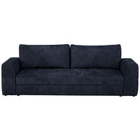 SCHLAFSOFA Struktur Dunkelblau  inkl. Zierkissen, Rückenkissen, Bettkasten, Schlaffunktion, Rücken echt  - Schwarz/Dunkelblau, KONVENTIONELL, Kunststoff/Textil (253/87/102cm) - Xora