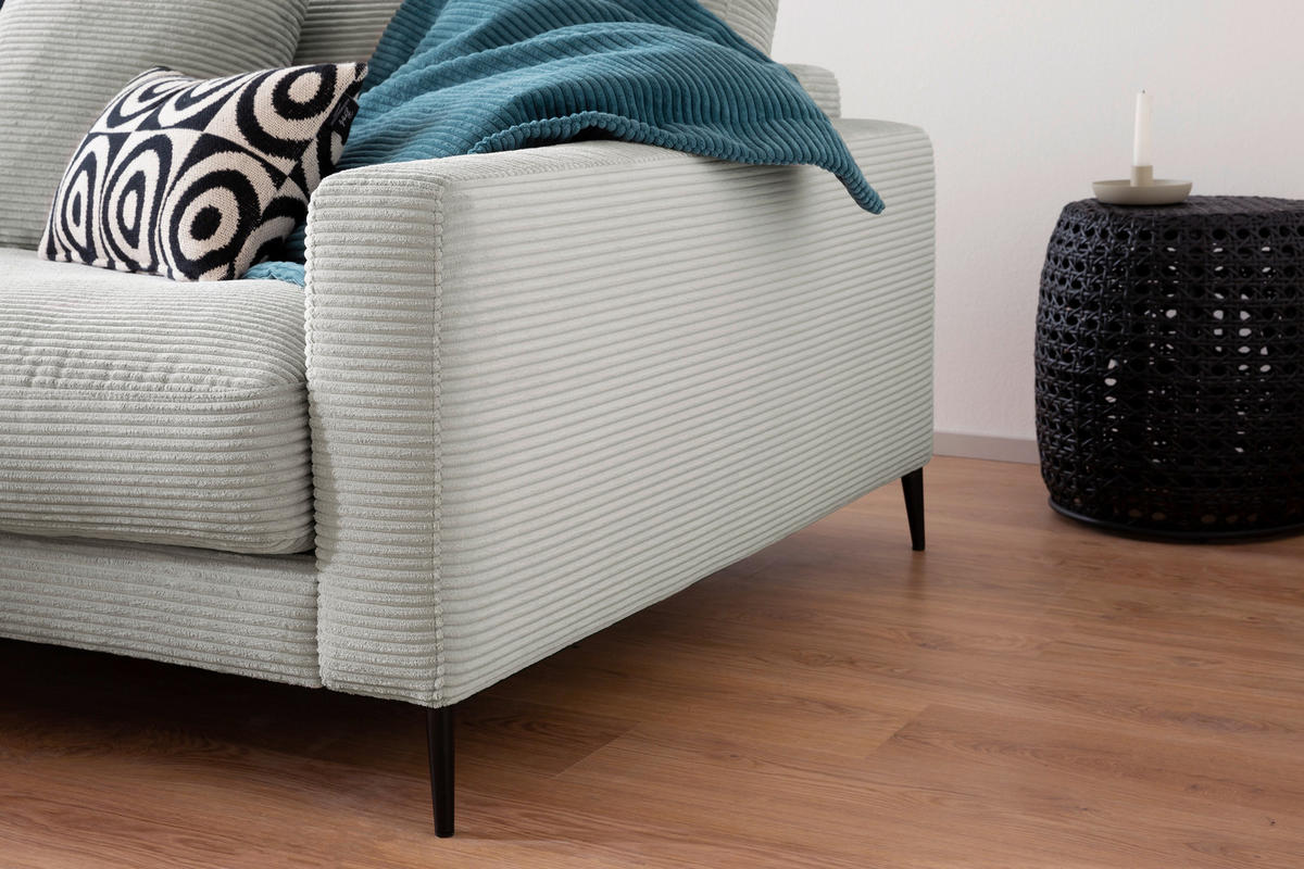 ECKSOFA in Cord Petrol  272/190 cm  - Petrol/Schwarz, Design, Textil/Metall (272/190cm) - Lomoco