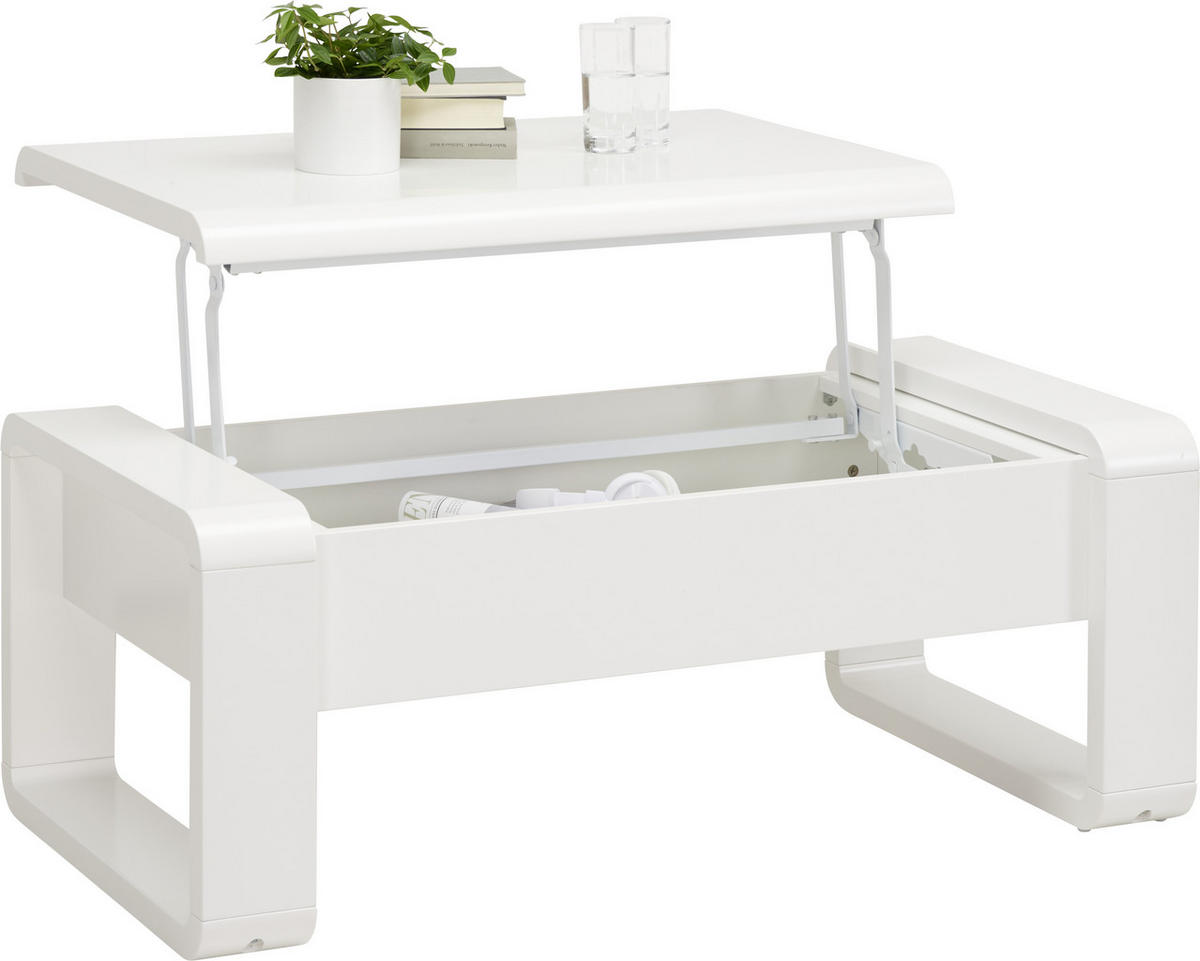 COUCHTISCH 115/60/45-71 cm rechteckig Weiß Hochglanz  - Weiß Hochglanz/Weiß, Design, Holzwerkstoff/Metall (115/60/45-71cm) - Hom`in