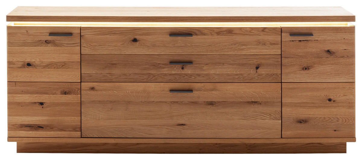 KOMODA, barve hrasta  - barve hrasta/antracit, Natur, kovina/leseni material (210/84/44cm) - Linea Natura