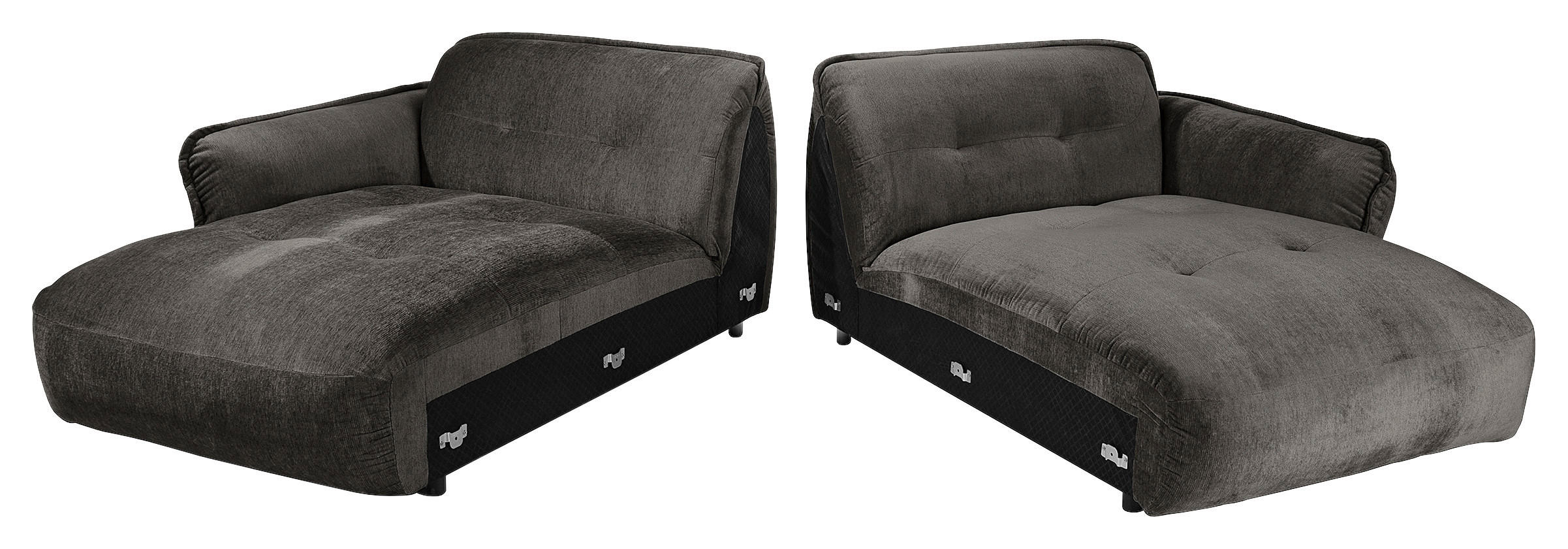 Thumbnail - Trendmanufaktur Bigsofa BE Fluffy, Anthrazit, Textil, 2-Sitzer, 285x87x184 cm, Made in EU, Rücken echt, Armteil links, r...