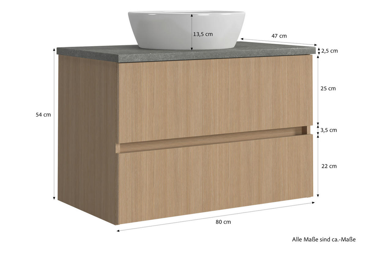 WASCHTISCHKOMBI 80 cm  - Eichefarben/Weiß, KONVENTIONELL, Keramik/Holzwerkstoff (80cm) - Xora