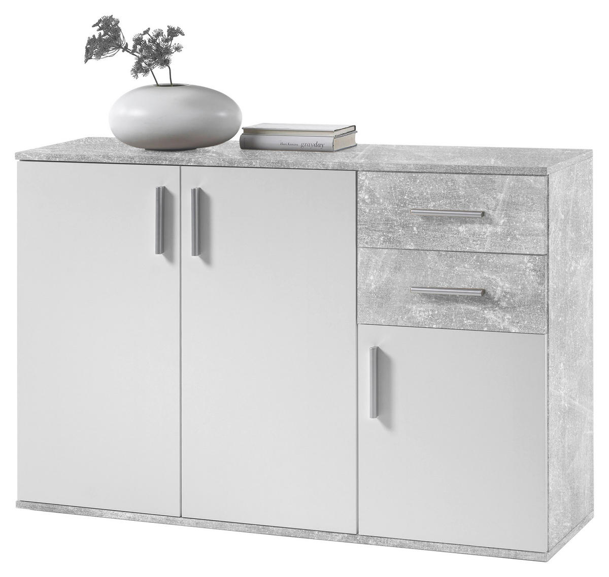 KOMMODE Bobby  in 120/82/35 cm  - Silberfarben/Weiß, KONVENTIONELL, Holzwerkstoff/Kunststoff (120/82/35cm) - Carryhome