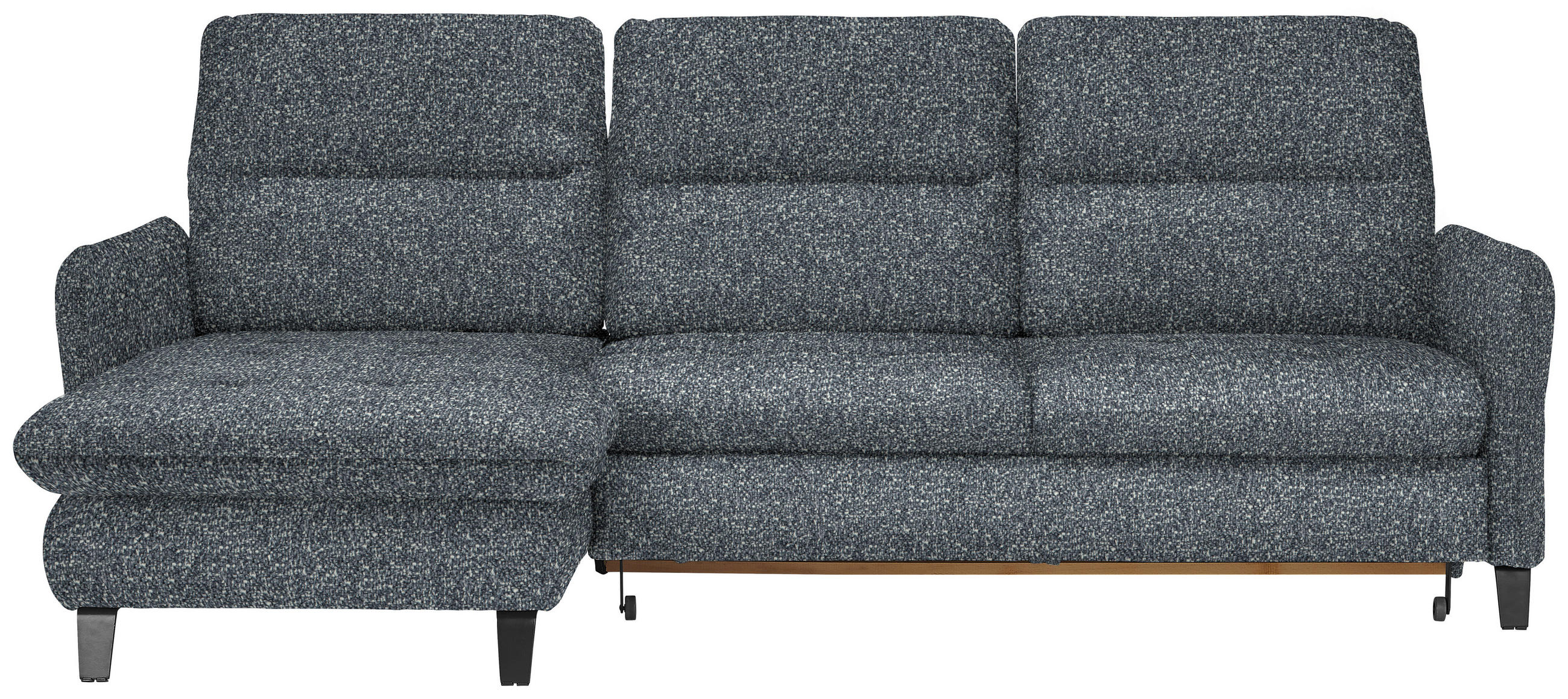ECKSOFA Dunkelgrau Plüsch  - Dunkelgrau/Schwarz, KONVENTIONELL, Textil/Metall (190/254cm) - Livetastic