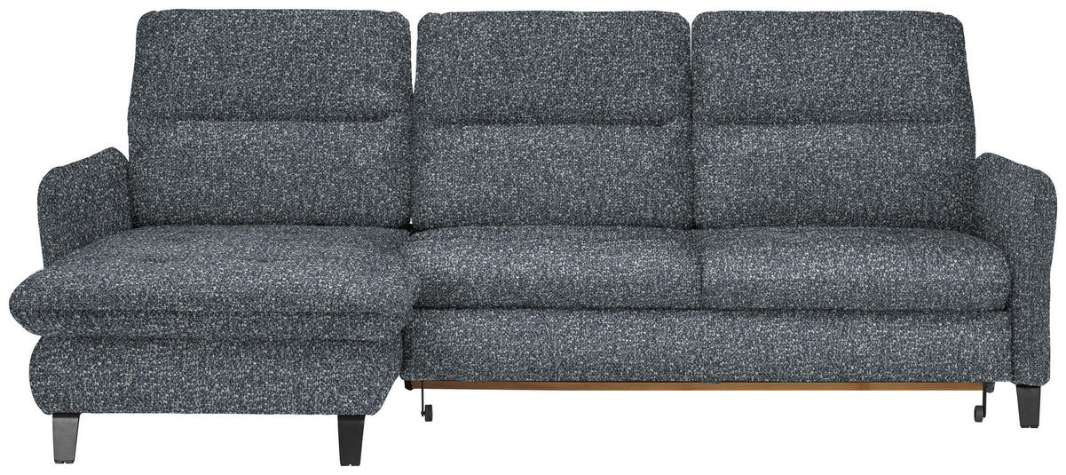 ECKSOFA Dunkelgrau Plüsch  - Dunkelgrau/Schwarz, KONVENTIONELL, Textil/Metall (190/254cm) - Livetastic