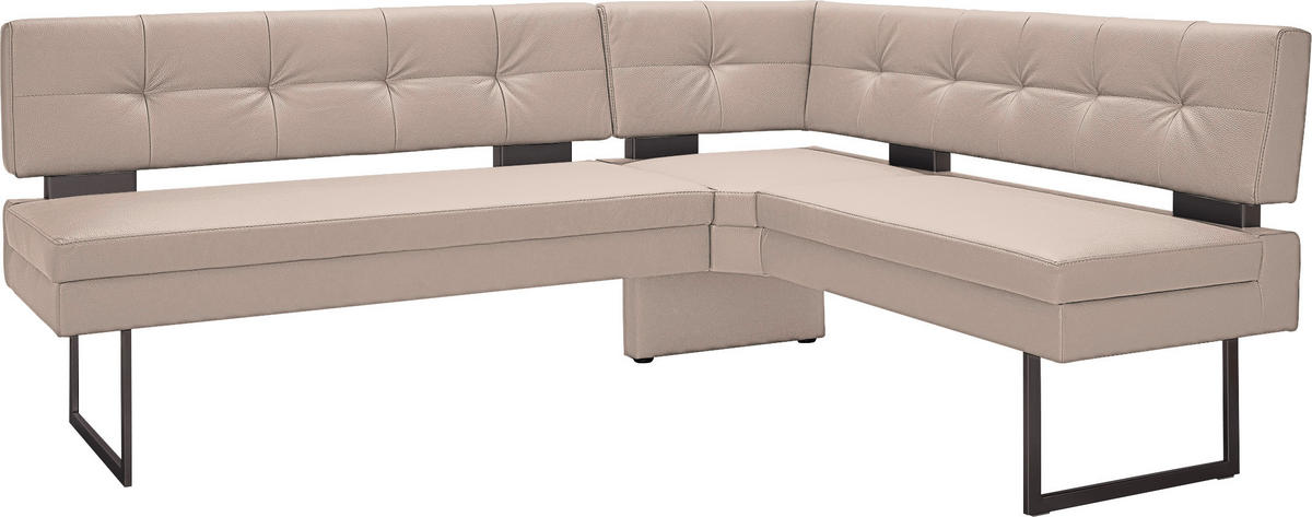 ECKBANK in Metall, Textil Creme  - Creme/Schwarz, Design, Textil/Metall (200/158cm) - Dieter Knoll