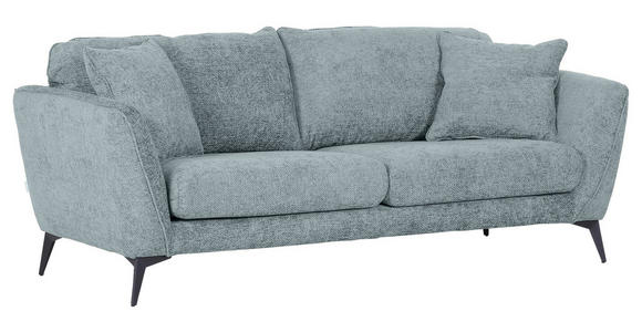 BIGSOFA Chenille Hellblau - Schwarz/Hellblau, KONVENTIONELL, Textil/Metall (215/70/98cm) - Carryhome