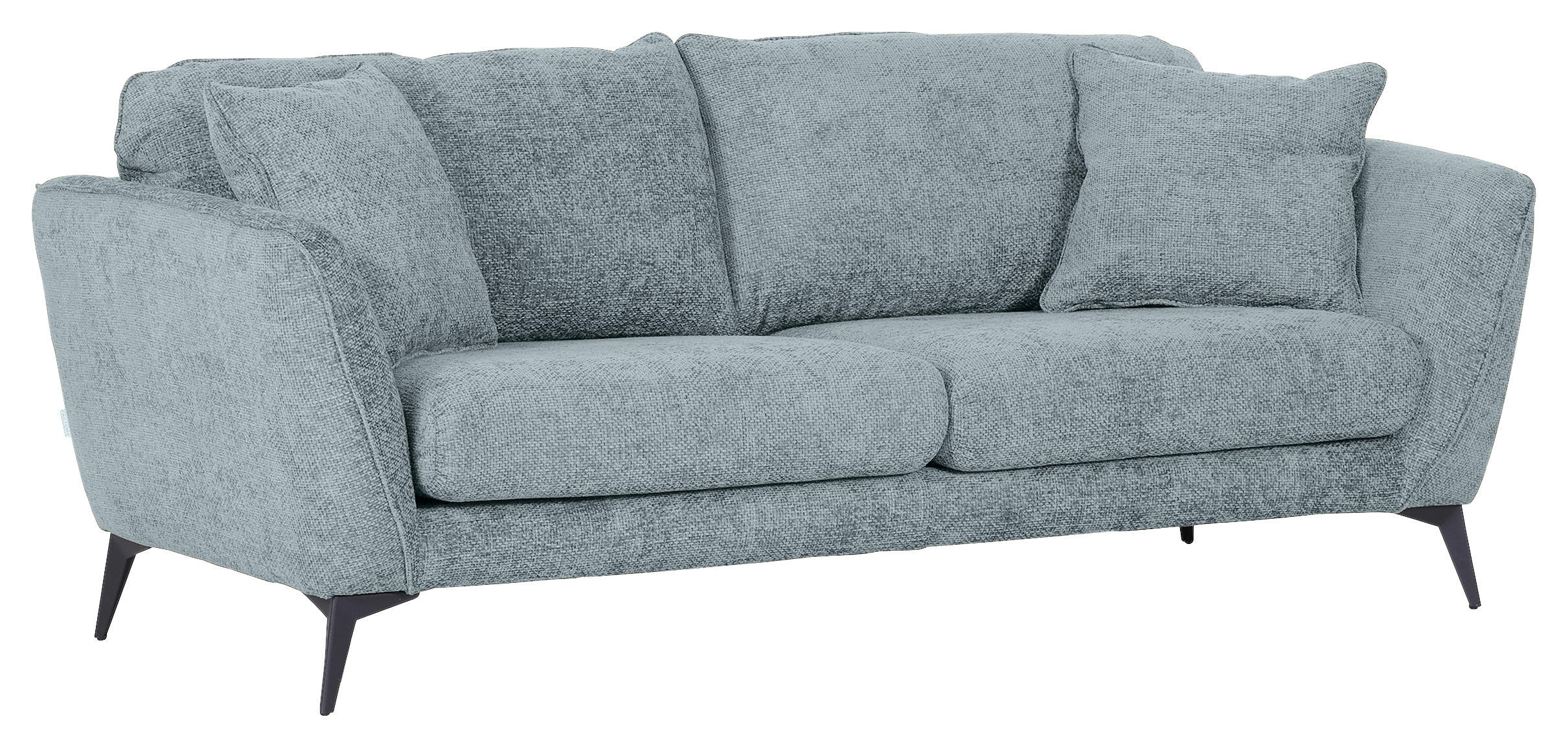 BIGSOFA in Chenille Hellblau  - Schwarz/Hellblau, KONVENTIONELL, Textil/Metall (215/70/98cm) - Carryhome