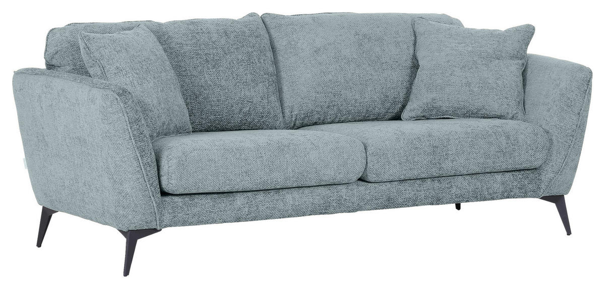 BIGSOFA in Chenille Hellblau  - Schwarz/Hellblau, Konventionell, Textil/Metall (215/70/98cm) - Carryhome
