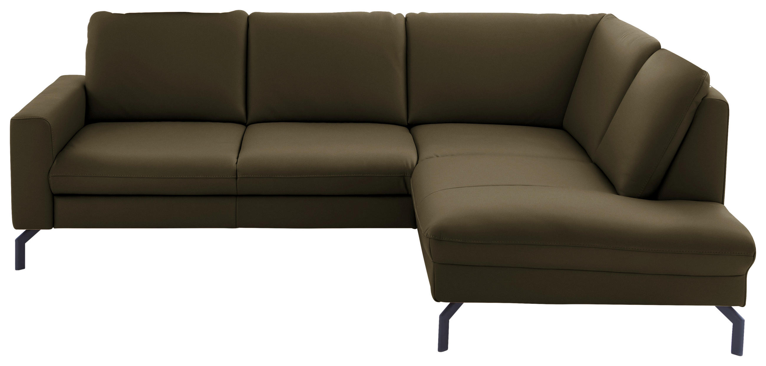 ECKSOFA in Echtleder Dunkelgrün  - Dunkelgrün/Schwarz, Design, Leder/Metall (250/194cm) - Beldomo Premium