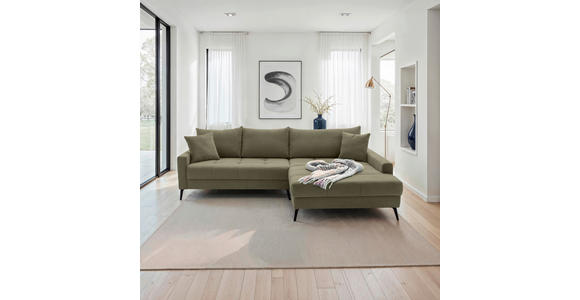 ECKSOFA  in Cord Grün  280/173 cm  - Schwarz/Grün, KONVENTIONELL, Textil/Metall (280/173cm) - Hom`in