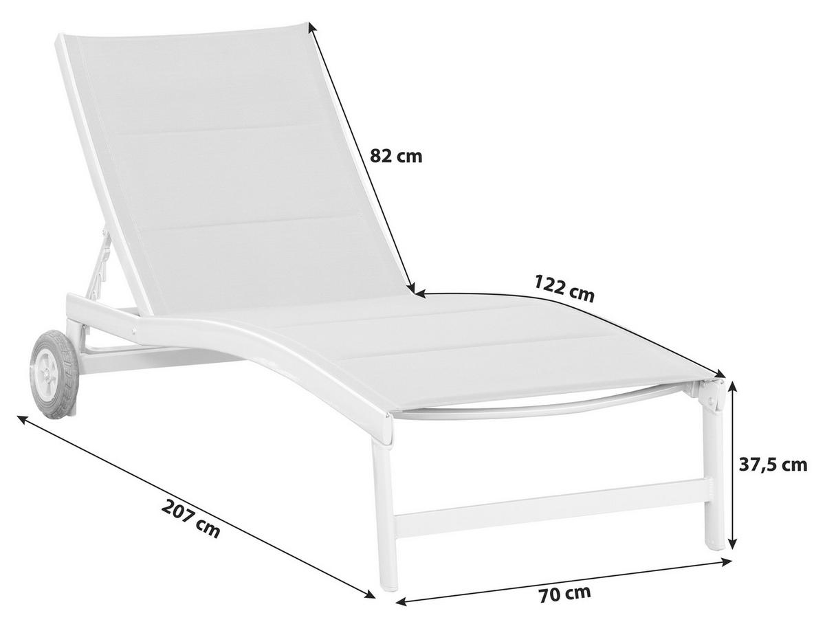 GARTENLIEGE 70/37,5/207 cm  - Silberfarben/Grau, KONVENTIONELL, Textil/Metall (70/37,5/207cm) - Gardenson