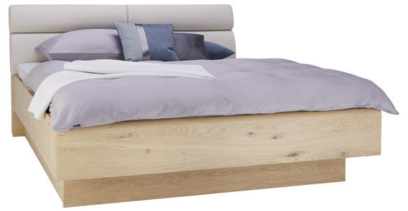 BETTANLAGE 180/200 cm in Eichefarben, Sandfarben - Sandfarben/Eichefarben, KONVENTIONELL, Holzwerkstoff/Textil (180/200cm) - Dieter Knoll
