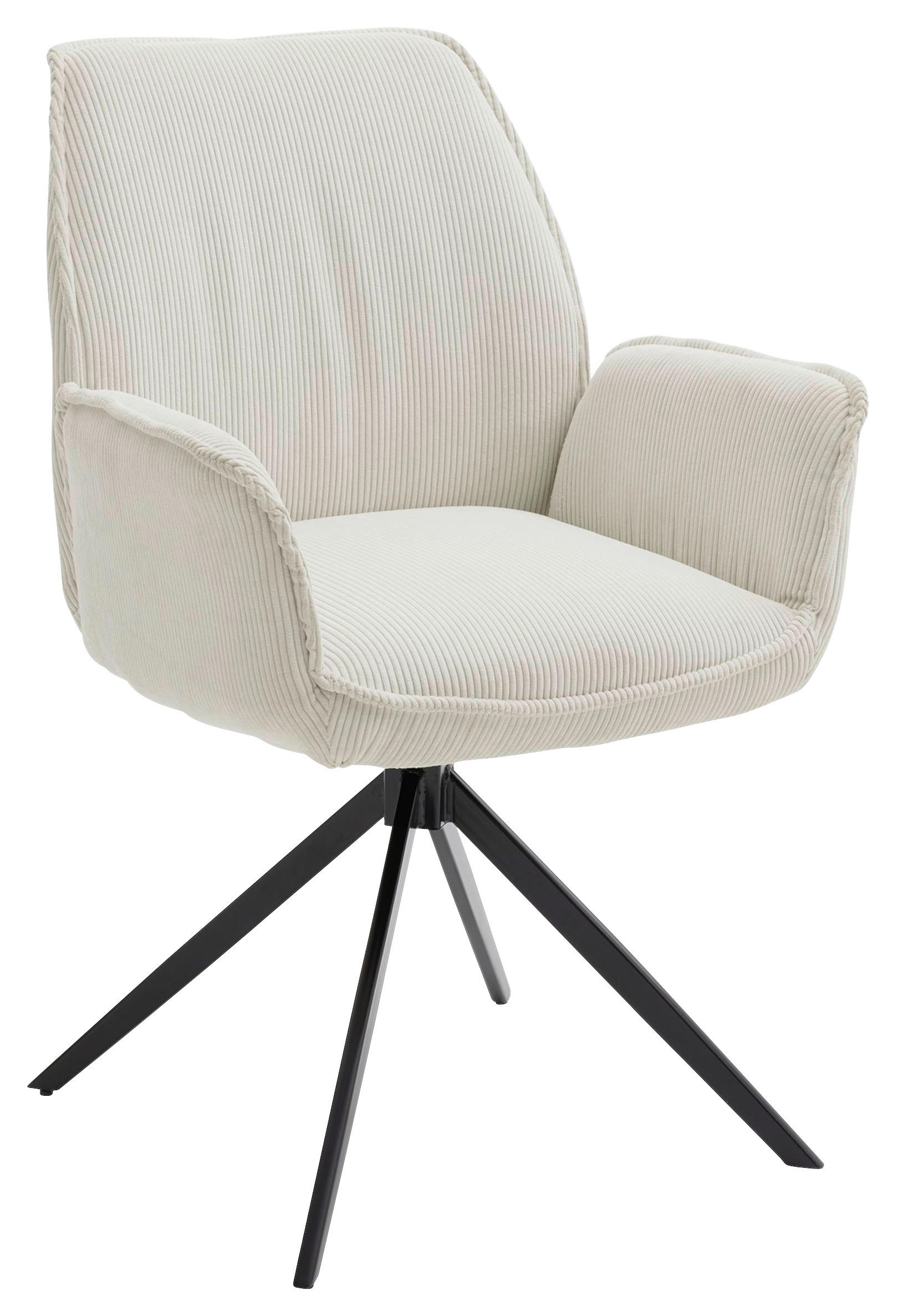 ARMLEHNSTUHL in Cord - Creme/Schwarz, Design, Textil/Metall (63/65/91cm) - Musterring