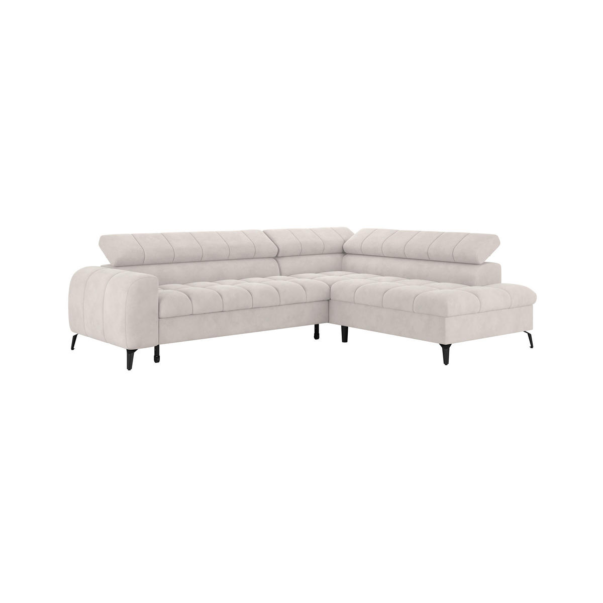 ECKSOFA in Weiss  - Weiss/Schwarz, Trend, Kunststoff/Textil (261/203cm) - Livetastic