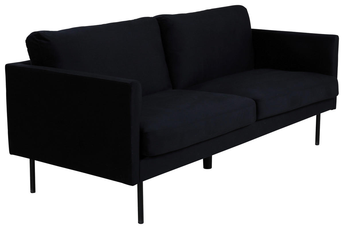 2-SITZER-SOFA in Samt Schwarz  - Schwarz, Design, Textil/Metall (180/78/80cm) - Livetastic