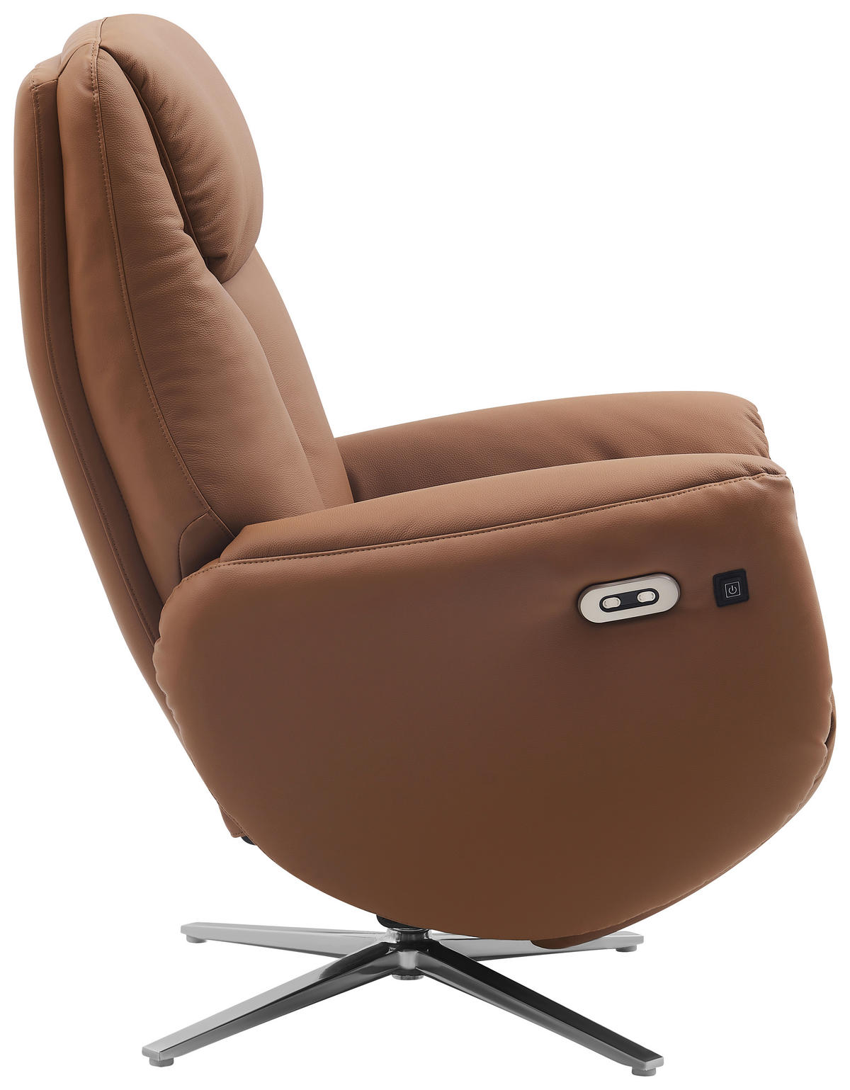 MASSAGESESSEL Echtleder Lederlook Braun    - Chromfarben/Braun, Design, Leder/Textil (79/110/85cm) - Livetastic