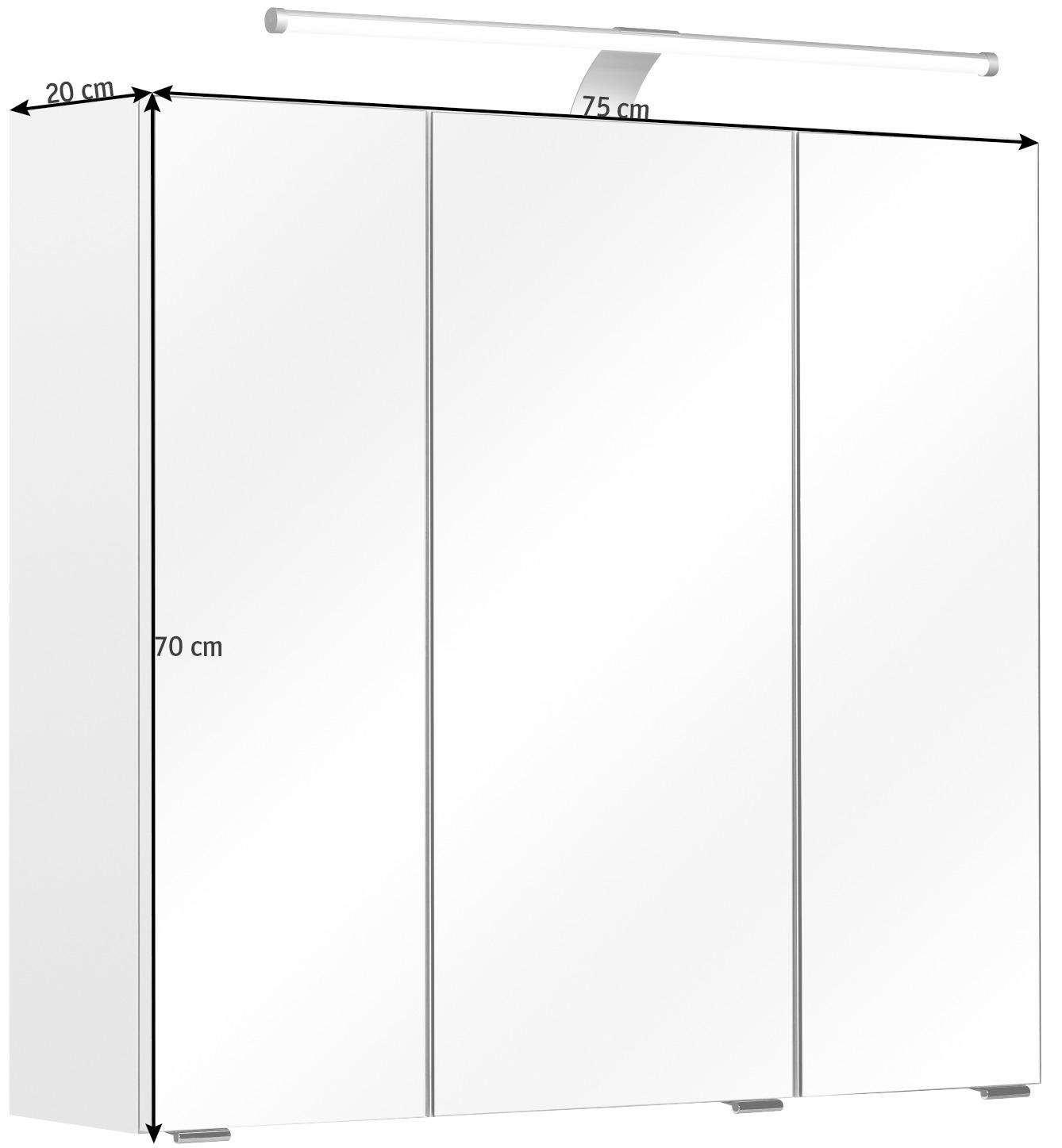 ZRKADLOVÁ SKRINKA, biela, 75/70/20 cm  - biela, Konventionell, kompozitné drevo/sklo (75/70/20cm) - Xora