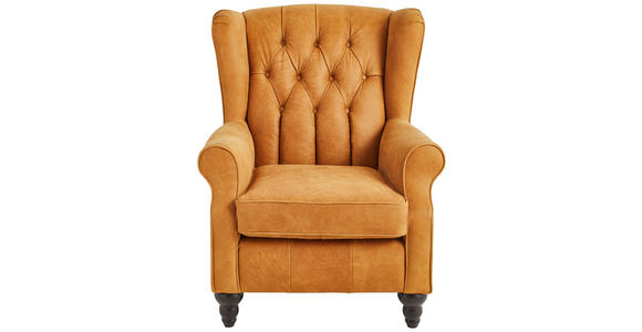 CHESTERFIELD-SESSEL Echtleder Hellbraun    - Hellbraun/Dunkelbraun, LIFESTYLE, Leder/Holz (83/102/89cm) - Landscape