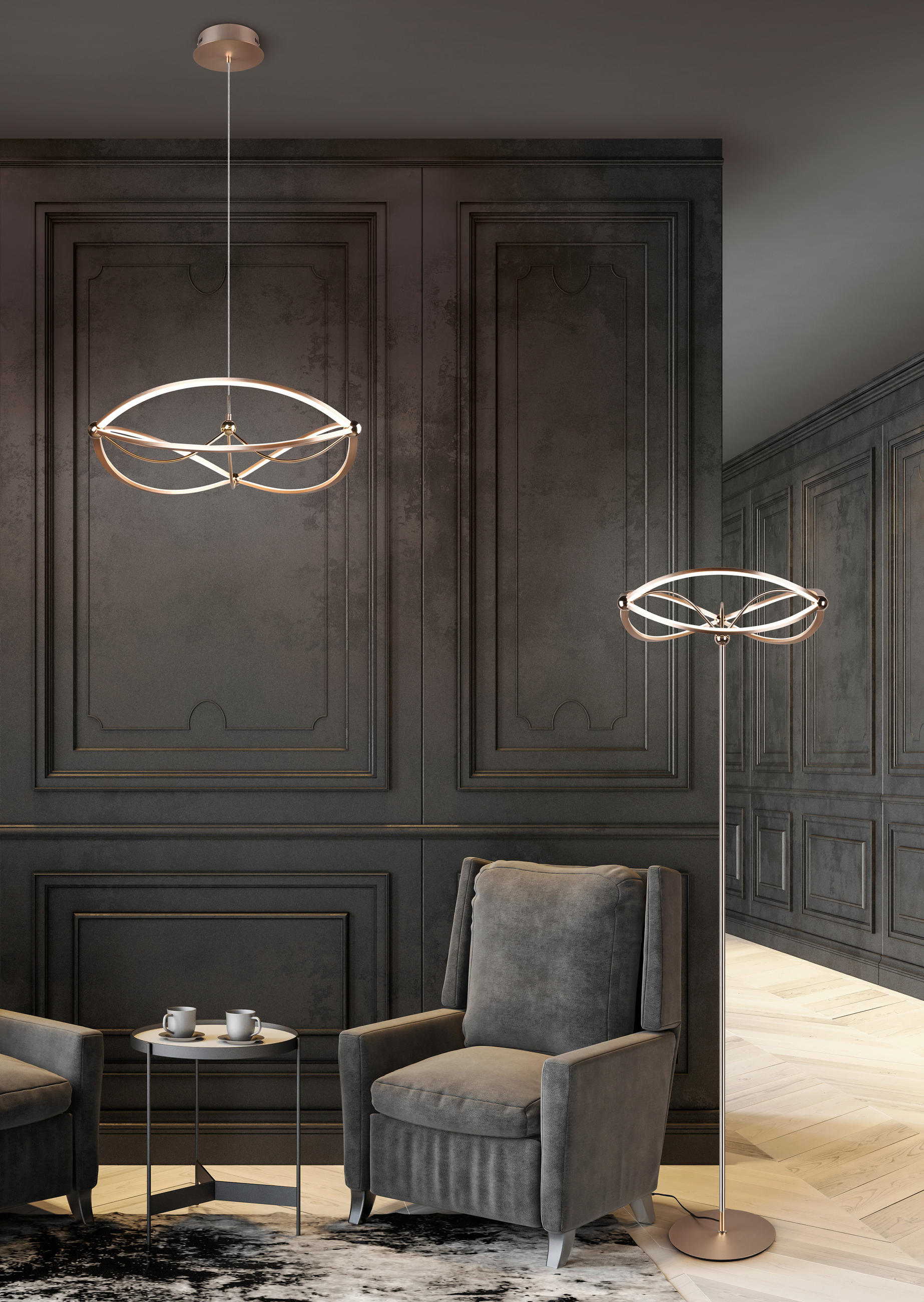VISEČA LED-SVETILKA  Charivari 42 W/5600 lm/3000 K/230 V/ - barve medenine, Trendi, kovina (62/150cm)