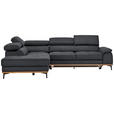 ECKSOFA  in Webstoff Dunkelgrau Bettkasten, Schlaffunktion, Kopfteilverstellung  226/282 cm  - Dunkelgrau/Schwarz, Natur, Holz/Textil (226/282cm) - Novel