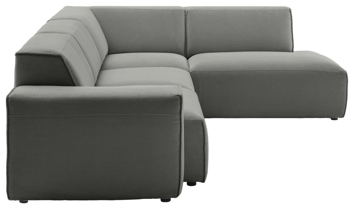 ECKSOFA in Cord Grau  - Schwarz/Grau, Design, Kunststoff/Textil (270/210cm) - Pure Home Lifestyle