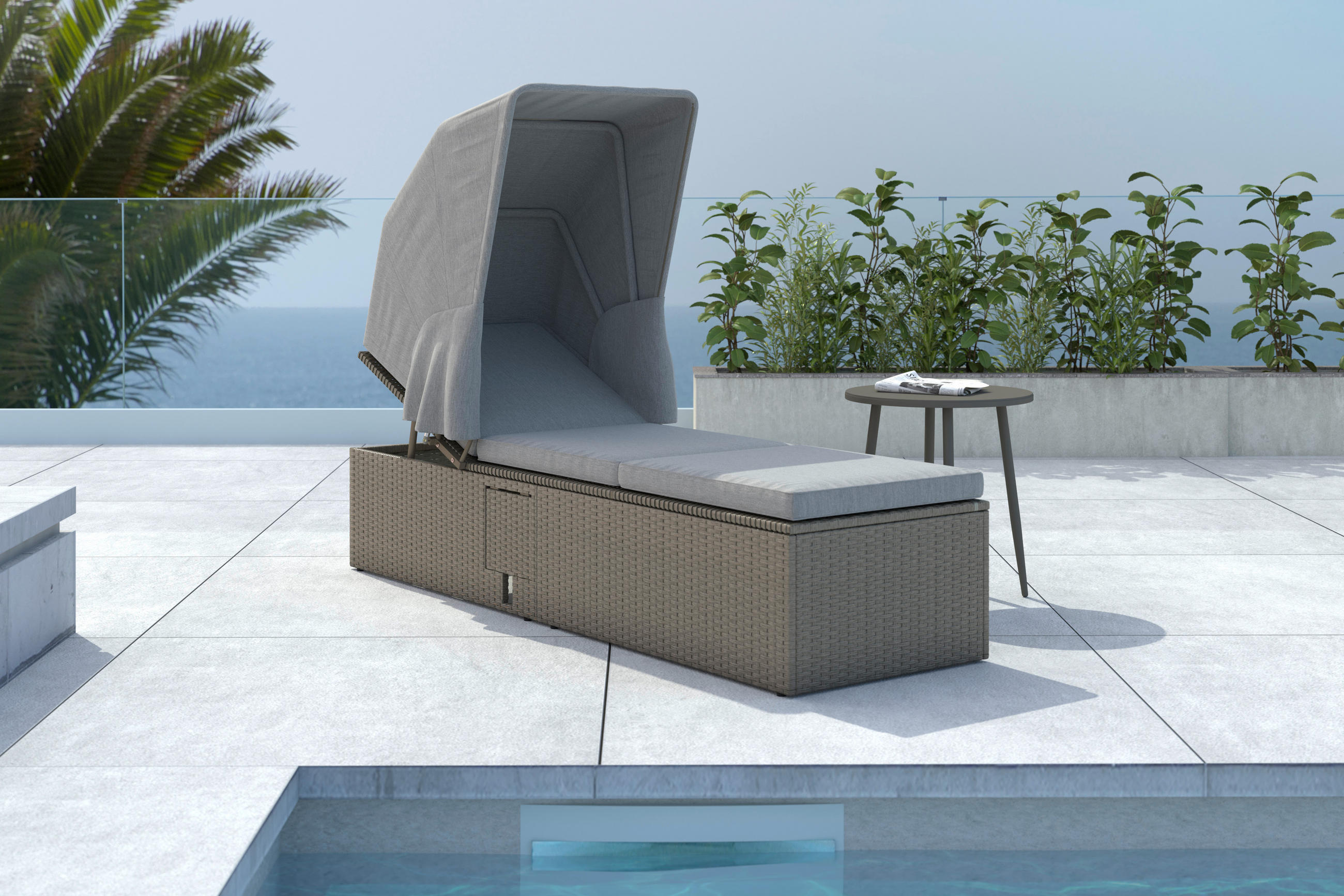 SONNENLIEGE 195/60/33/145 cm  - Grau, MODERN, Kunststoff/Metall (195/60/33/145cm) - Ambia Garden