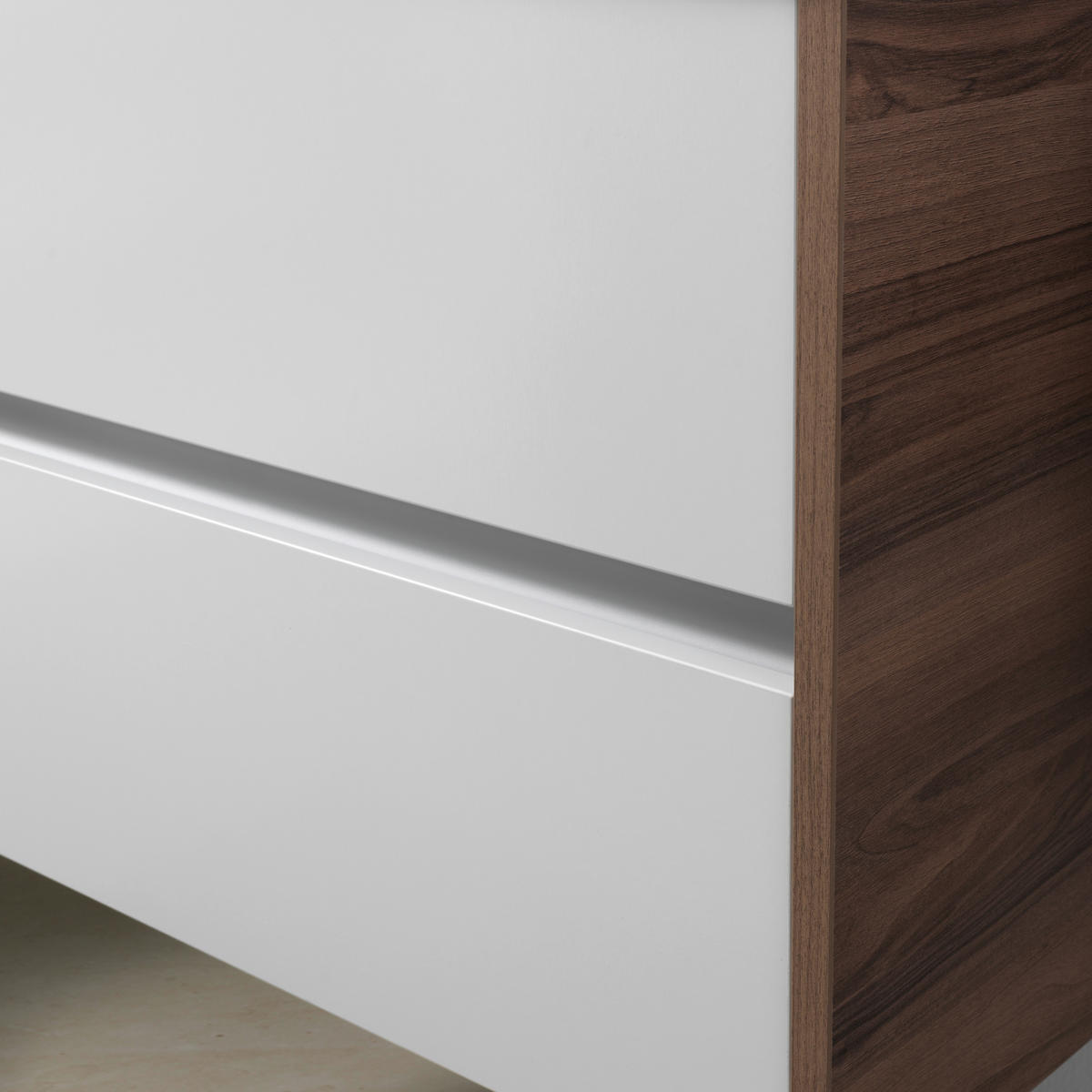 BADEZIMMER  in 90 cm  - Weiß Hochglanz/Nussbaumfarben, Basics, Glas/Keramik (90cm) - Voleo