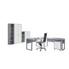 BÜRO erweiterbar, in verschiedenen Holz-Dekoren erhältlich, Schreibtisch seitenverkehrt montierbar, abschließbar Grau, Weiß - Weiß/Grau, MODERN, Holzwerkstoff - MID.YOU