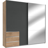 SCHWEBETÜRENSCHRANK in Graphitfarben, Eichefarben  - Chromfarben/Eichefarben, Modern, Holzwerkstoff (250/236/65cm) - MID.YOU