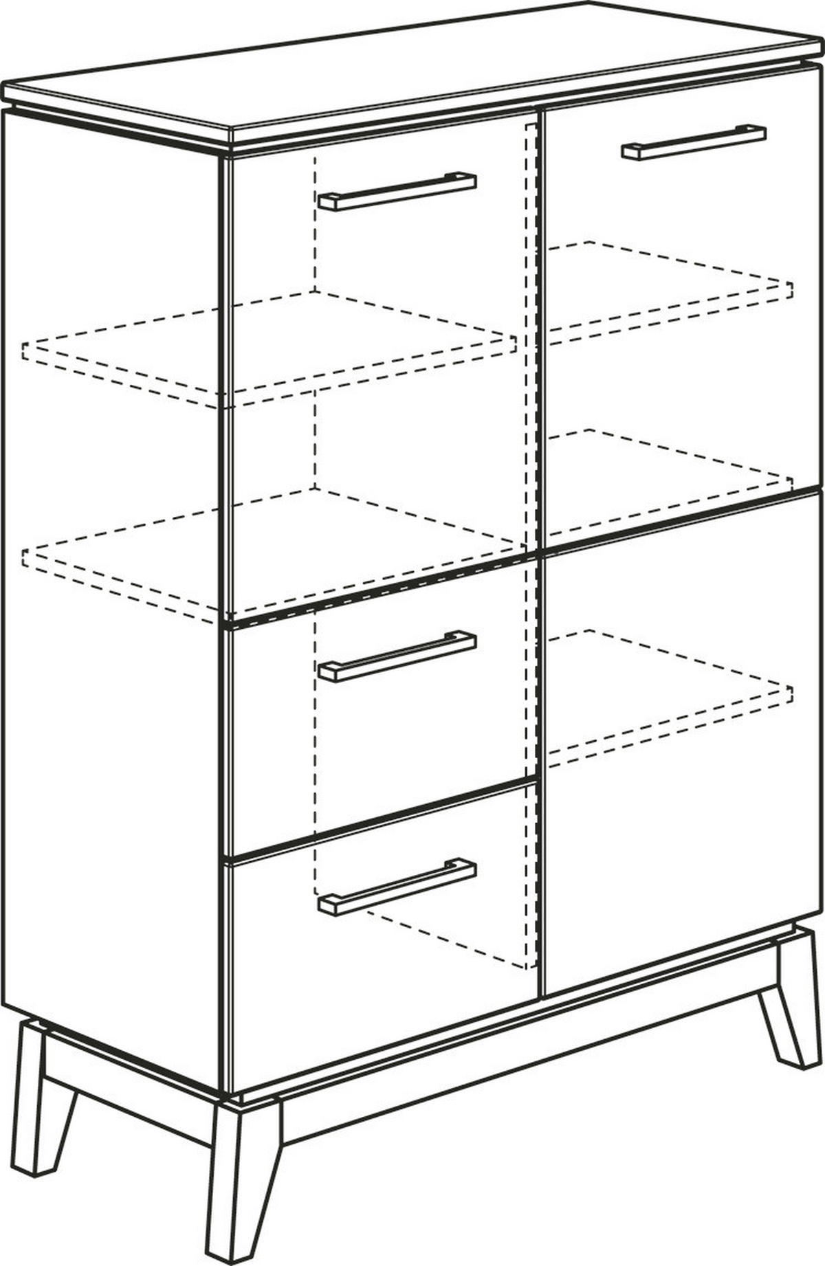 GYEREKKOMÓD Sten  - tölgyfa színű/szürke, Design, faalapú anyag/fa (94,8/123,1/39,6cm) - Paidi