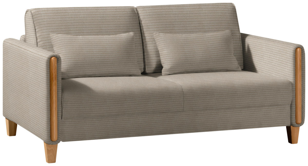 SCHLAFSOFA in Cord Taupe, Buchefarben  - Taupe/Buchefarben, Design, Holz/Textil (174/88/104cm) - Niels Andersson