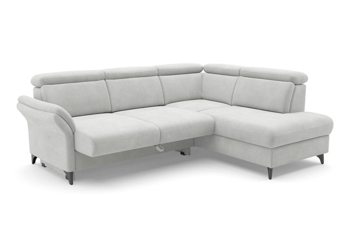 ECKSOFA Flachgewebe Silberfarben  - Silberfarben/Schwarz, Konventionell, Textil/Metall (247/193cm) - Sit & More