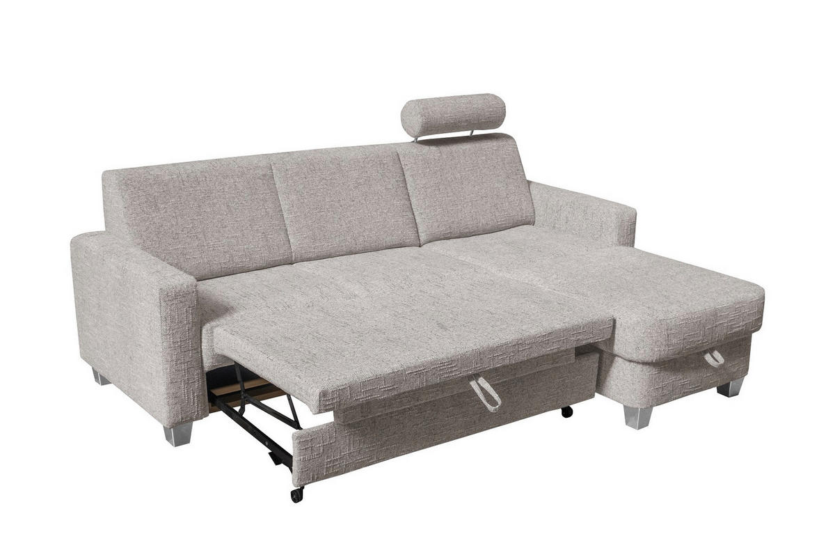 SAROKGARNITÚRA textil szürke  - krómszínű/szürke, Basics, műanyag/textil (228/165cm) - Xora