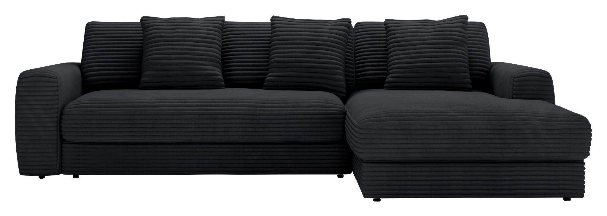 ECKSOFA in Cord Schwarz  - Schwarz, Modern, Kunststoff/Textil (302/182cm) - Carryhome