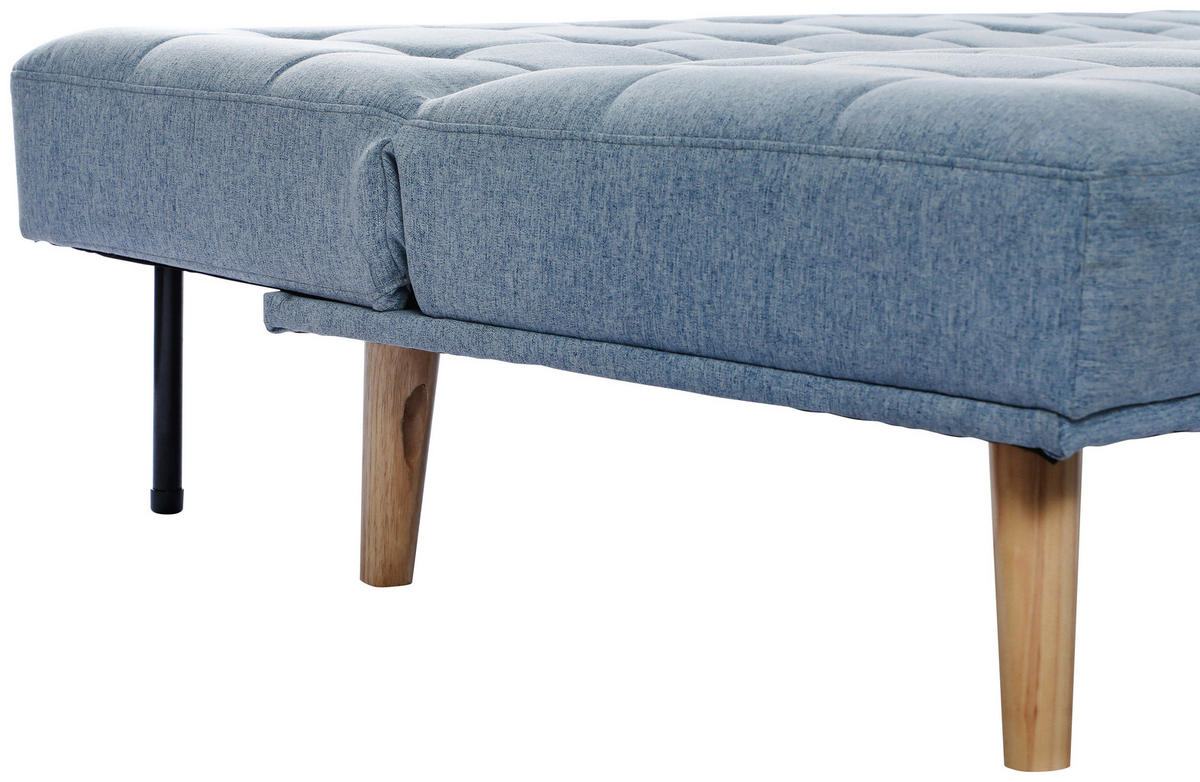 SCHLAFSOFA Leinenoptik Hellblau  - Schwarz/Naturfarben, Design, Holz/Kunststoff (179/81/85cm) - P & B