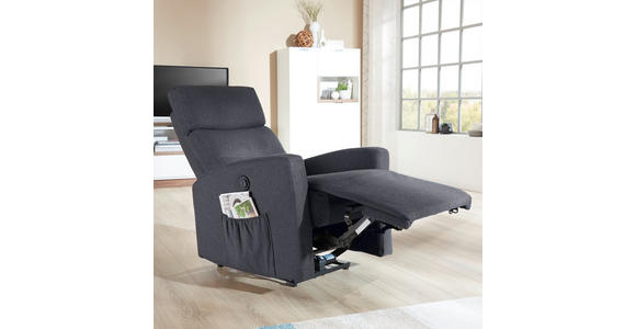 FERNSEHSESSEL in Webstoff Anthrazit - Anthrazit/Weiß, KONVENTIONELL, Textil/Metall (76/87-102/93-156cm) - Carryhome