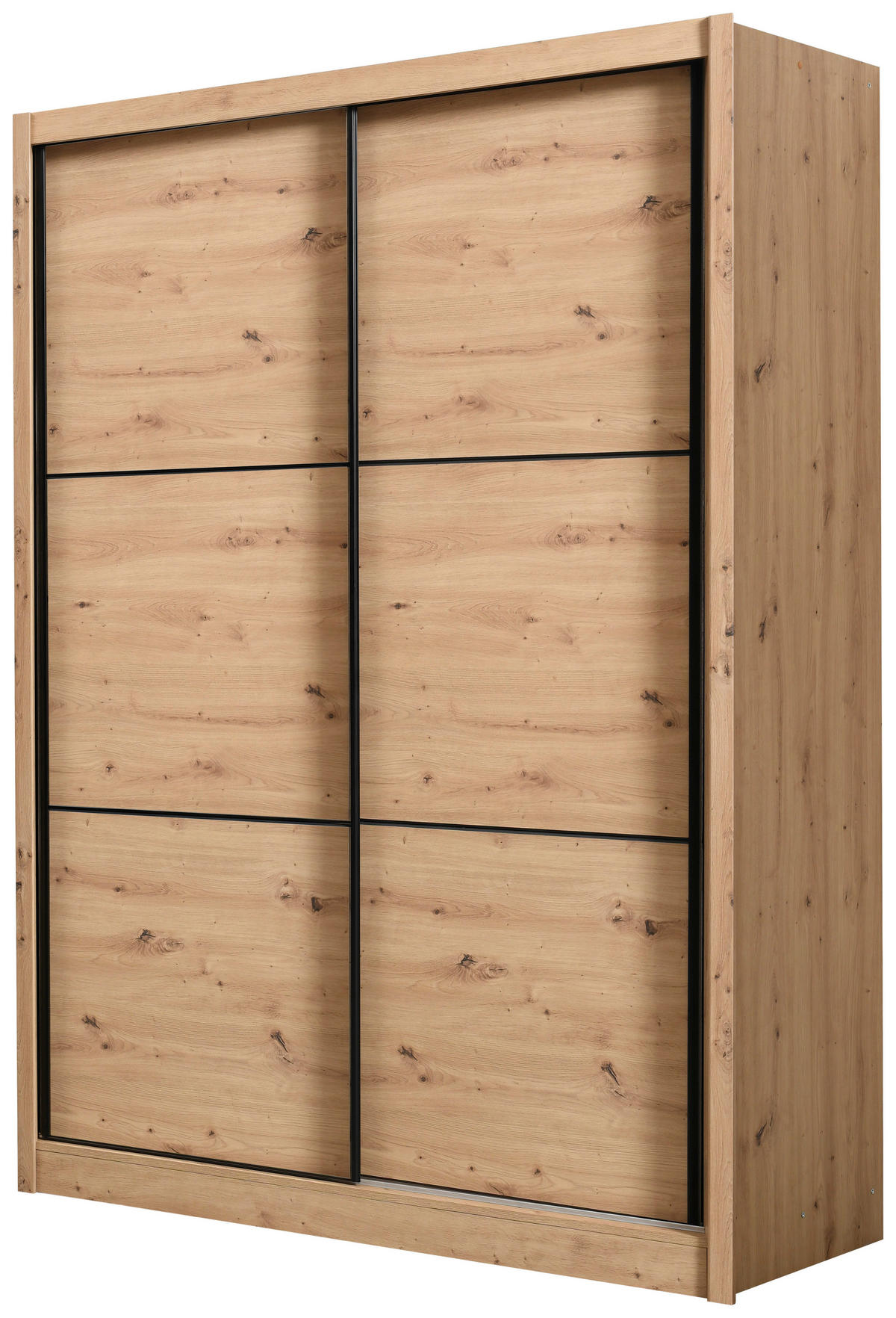 SCHIEBETÜRENSCHRANK 166/215,5/60 cm 2-türig Eiche Artisan  - Schwarz/Eiche Artisan, Basics, Holzwerkstoff/Metall (166/215,5/60cm) - Xora
